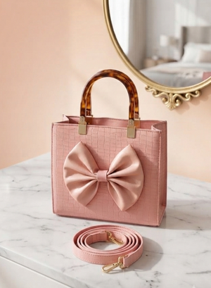 BAGORA BOW TOTE BAG PEACHY PINK