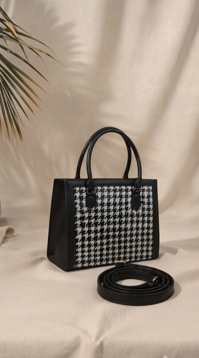 AYELA CHARM TOTE BLACK AND WHITE